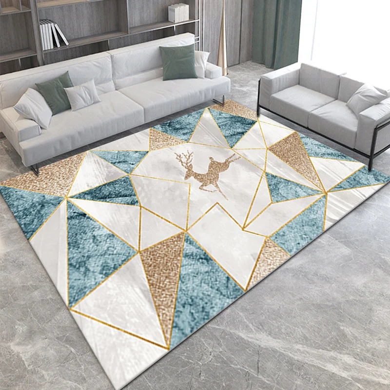 Alfombra minimalista para habitación, alfombra geométrica abstracta Multicolor, respaldo antideslizante de polipropileno,...