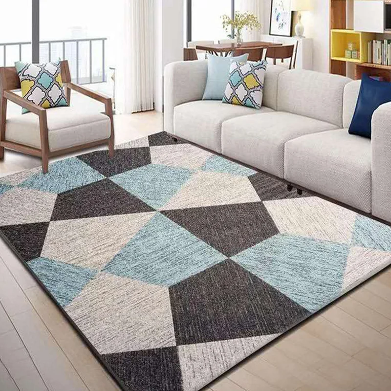 Alfombra minimalista para sala de estar, alfombra con estampado geométrico multicolor, de polipropileno, lavable máquina,...