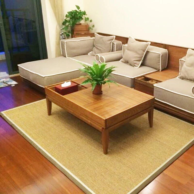 Alfombra minimalista para sala de estar, alfombra interior multicolor de Color sólido, respaldo antideslizante de Sisal, a...
