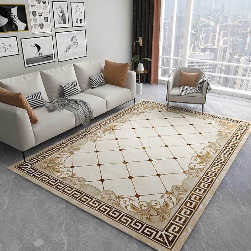 Alfombra moderna con estampado geométrico, alfombra sintética multicolor que admite mascotas, alfombra lavable de fácil cu...