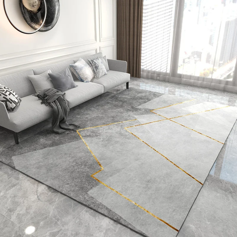Alfombra moderna con estampado geométrico, alfombra sintética multicolor que admite mascotas, alfombra lavable de fácil cu...
