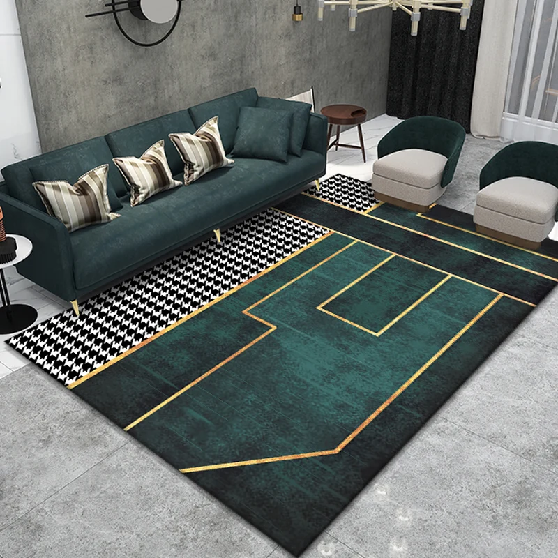 Alfombra moderna con estampado geométrico, alfombra multicolor de mezcla de algodón, respaldo antideslizante, alfombra int...