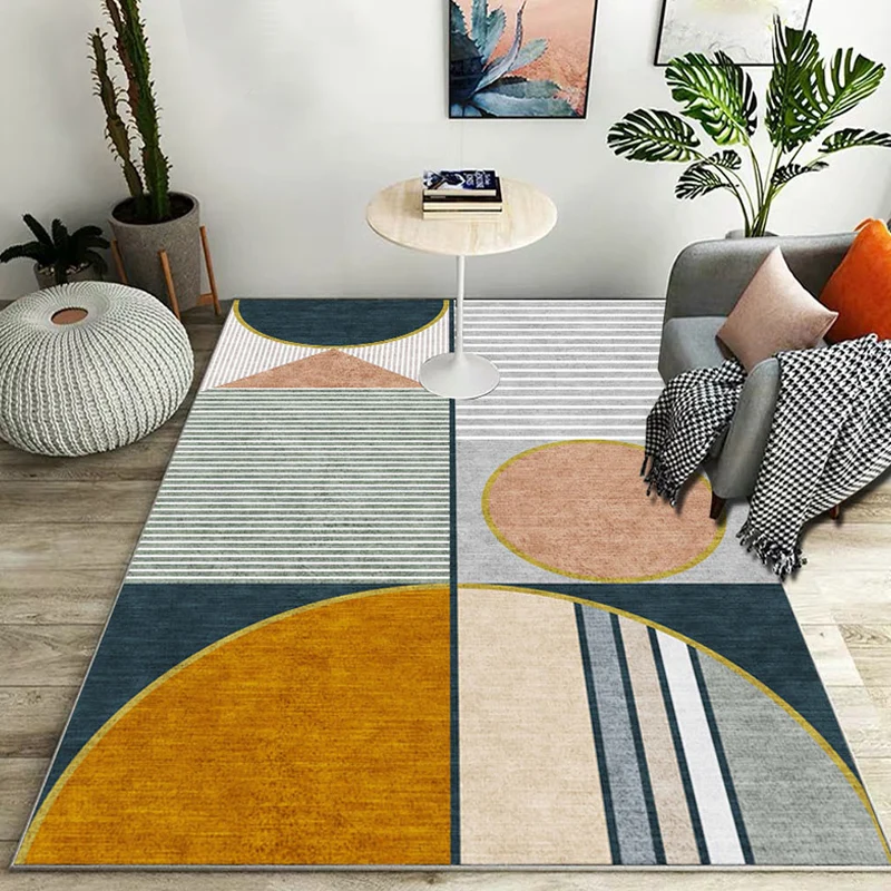 Alfombra moderna con estampado de rayas, alfombra de poliéster Multicolor, alfombra lavable antideslizante que admite masc...
