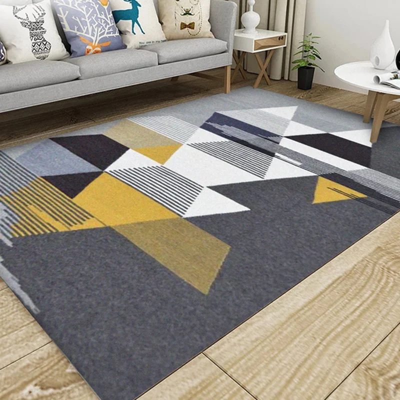 Alfombra moderna con patrón geométrico, alfombra de área de mezcla de algodón multicolor, alfombra interior antideslizante...