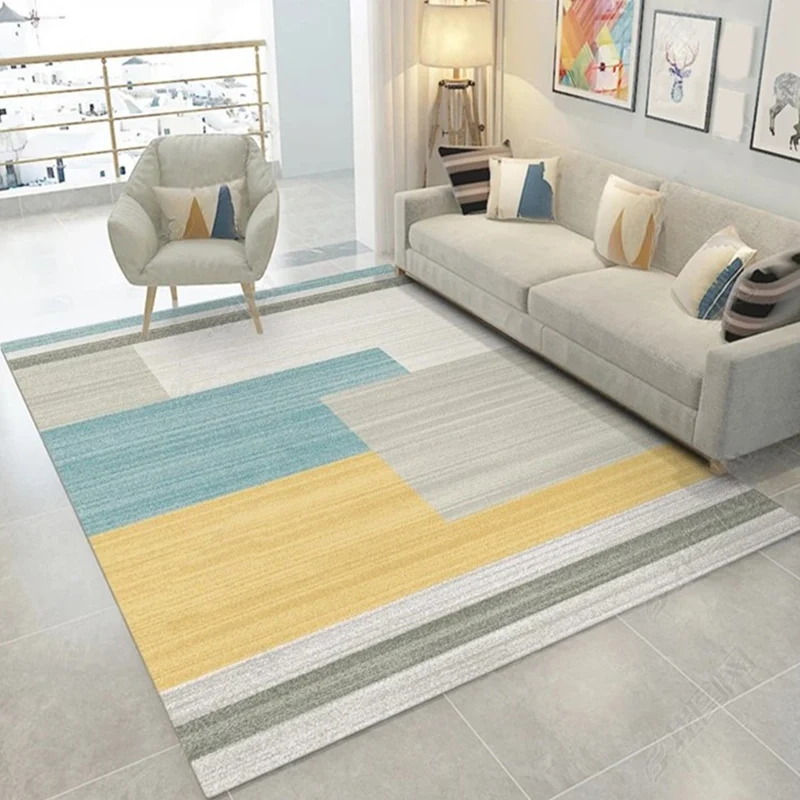 Alfombra moderna con patrón geométrico, alfombra de área de mezcla de algodón multicolor, alfombra interior antideslizante...