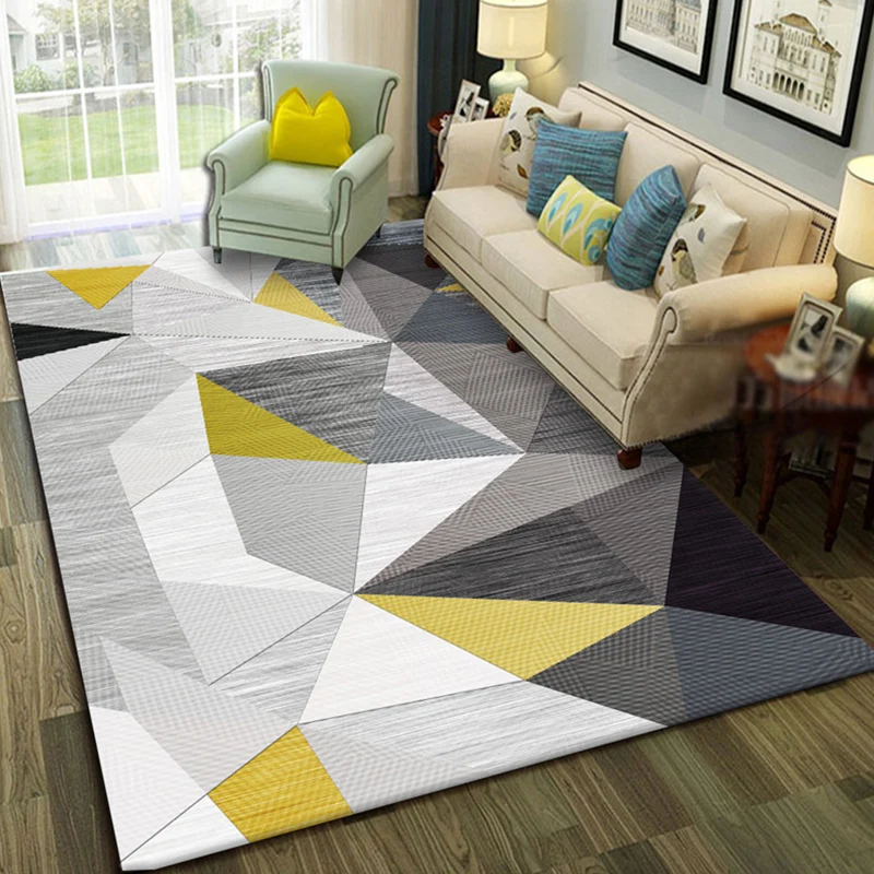Alfombra moderna con patrón geométrico, alfombra de área de mezcla de algodón multicolor, alfombra interior antideslizante...