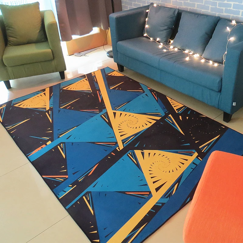 Alfombra moderna con patrón geométrico, alfombra de poliéster Multicolor, respaldo antideslizante, alfombra lavable que ad...