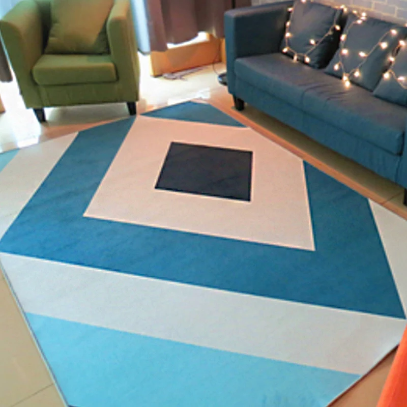 Alfombra moderna con patrón geométrico, alfombra de poliéster Multicolor, respaldo antideslizante, alfombra lavable que ad...