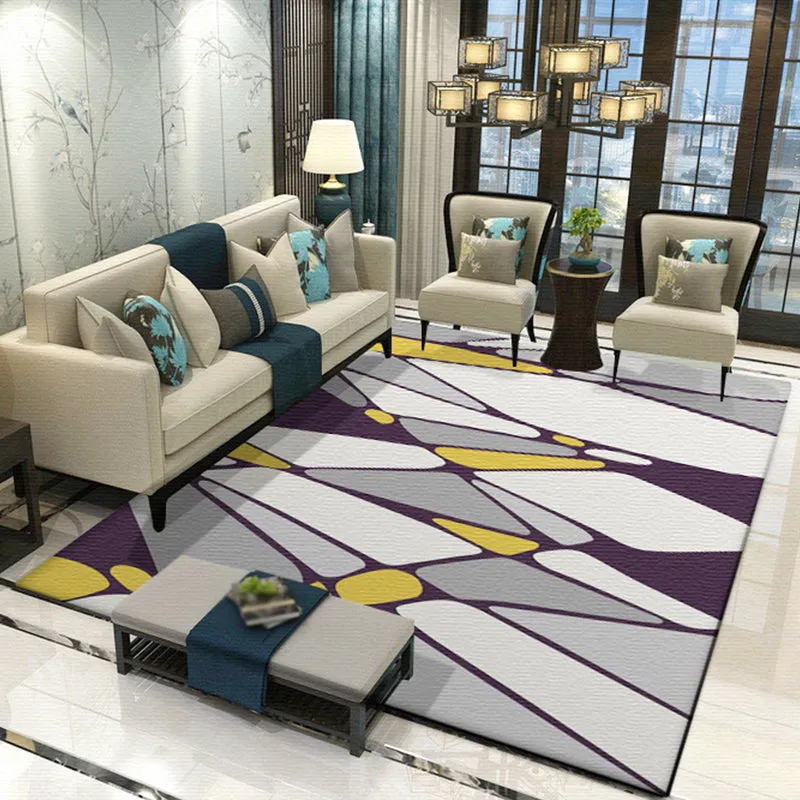 Alfombra moderna contemporánea en color gris, alfombra con patrón de forma Irregular, alfombra antideslizante de poliéster...