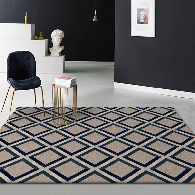 Alfombra moderna contemporánea con estampado de rombos marrones, alfombra de poliéster resistente las manchas para decorac...