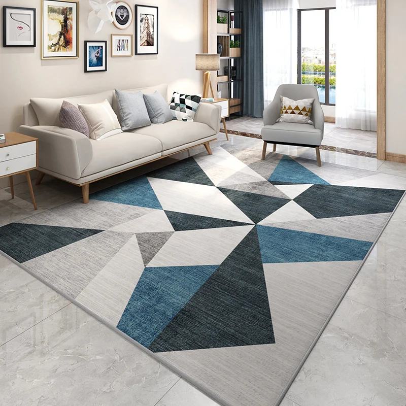 Alfombra moderna y elegante con patrón geométrico Multicolor, alfombra lavable con respaldo antideslizante resistente las...