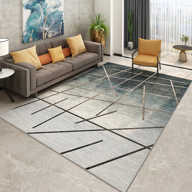 Alfombra moderna y elegante con patrón geométrico Multicolor, alfombra lavable con respaldo antideslizante resistente las...