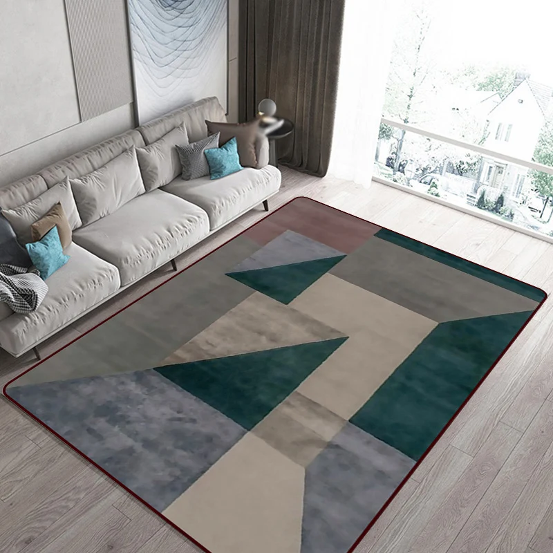 Alfombra moderna escandinava en color marrón, alfombra con patrón geométrico, alfombra lavable de poliéster para decoració...
