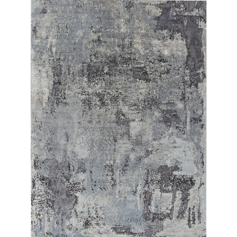 Alfombra moderna escandinava en gris, alfombra con patrón de cemento abstracto, alfombra antideslizante lavable de poliést...
