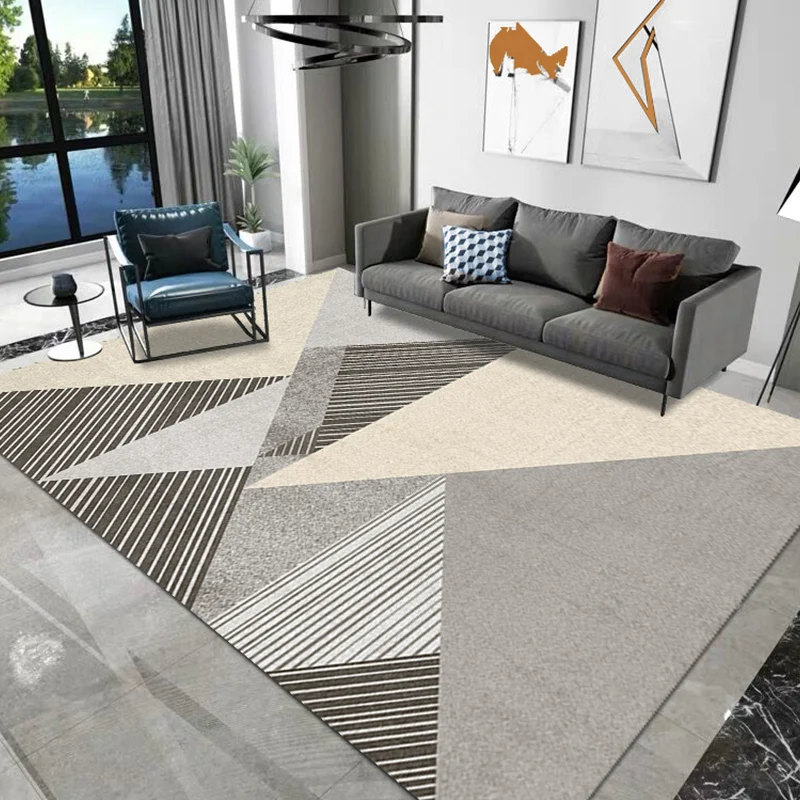 Alfombra moderna gris Pastel, alfombra triangular de poliéster con bloqueo de Color, alfombra que admite mascotas para sal...