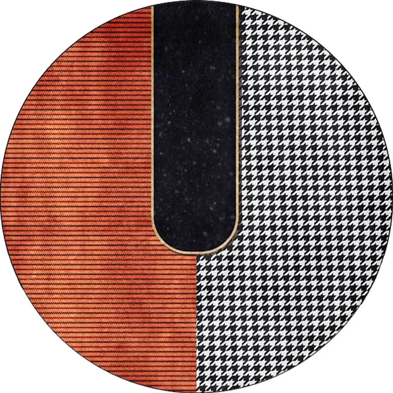 Alfombra moderna naranja y negra, alfombra de poliéster con patrón de rayas y pata de gallo, alfombra lavable con respaldo...