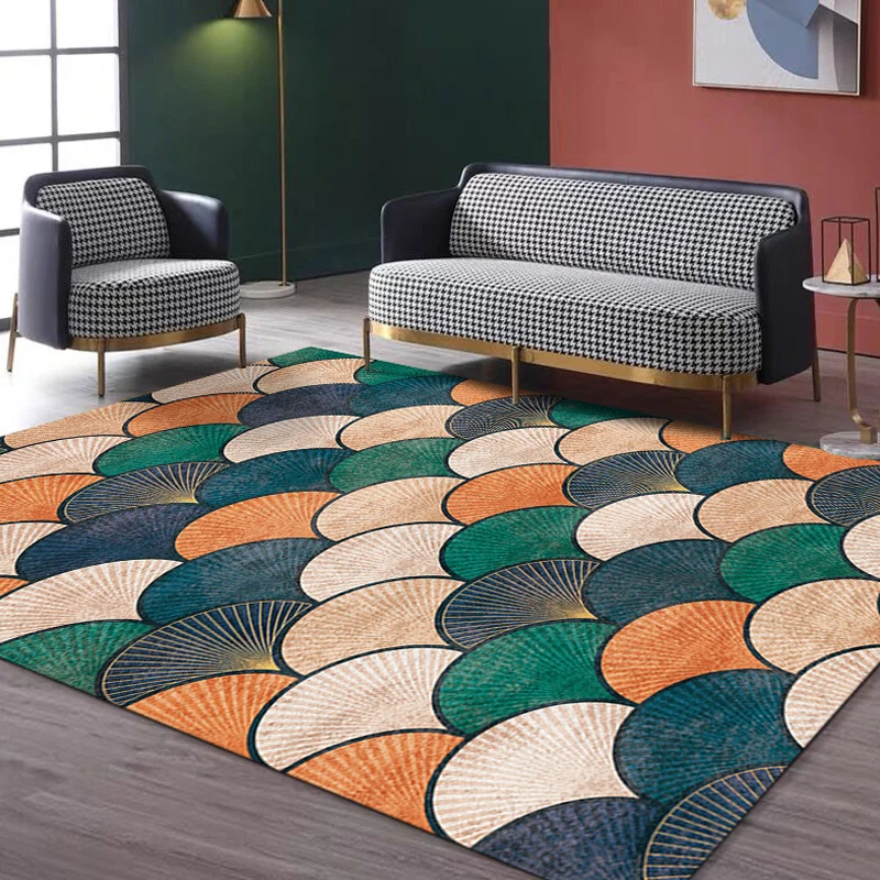Alfombra moderna única con patrón geométrico multicolor, alfombra lavable antideslizante que admite mascotas para decoraci...