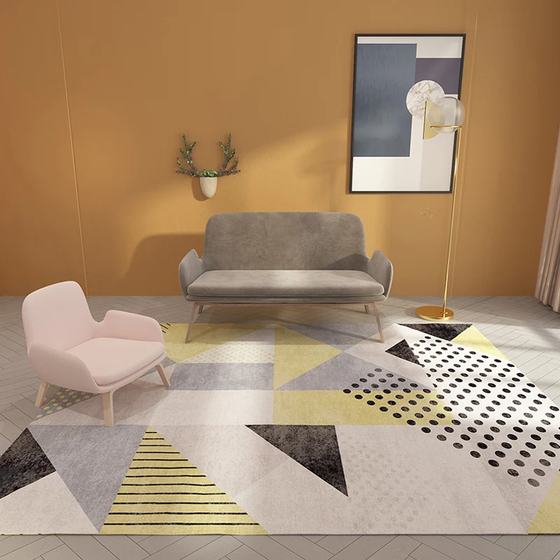 Alfombra moderna única con patrón geométrico multicolor, alfombra lavable antideslizante que admite mascotas para decoraci...