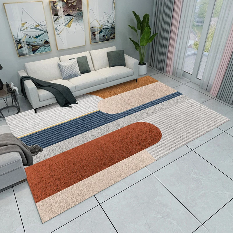 Alfombra moderna novedosa, alfombra colorida con diseño geométrico de bloques de colores, alfombra de poliéster resistente...