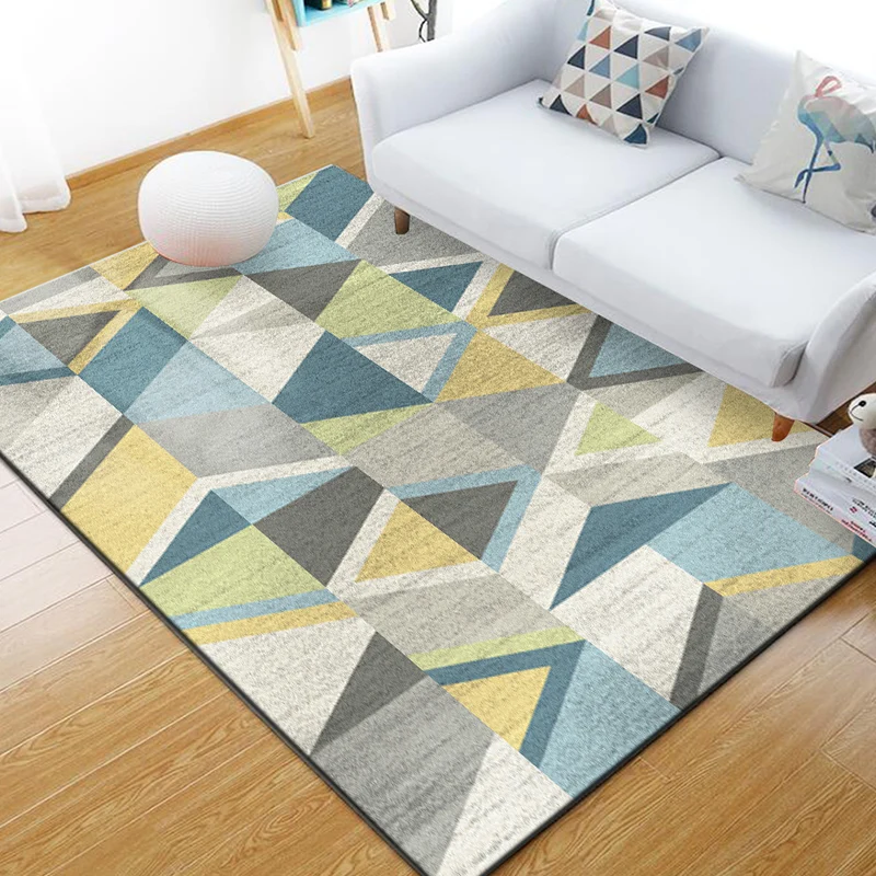 Alfombra moderna para decoración del hogar, alfombra con estampado geométrico multicolor, alfombra antideslizante de polié...