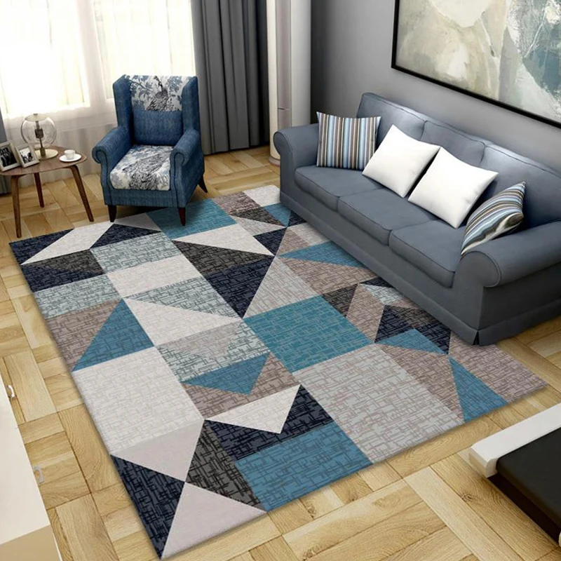 Alfombra moderna para decoración del hogar, alfombra con estampado geométrico multicolor, alfombra antideslizante de polié...
