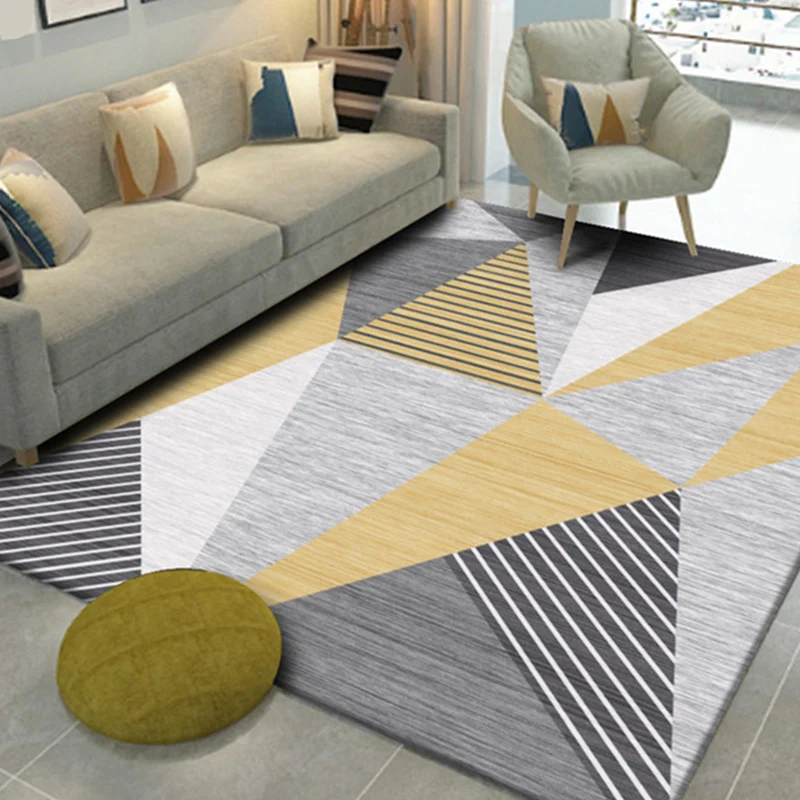 Alfombra moderna para decoración del hogar, alfombra con estampado geométrico multicolor, alfombra antideslizante de polié...