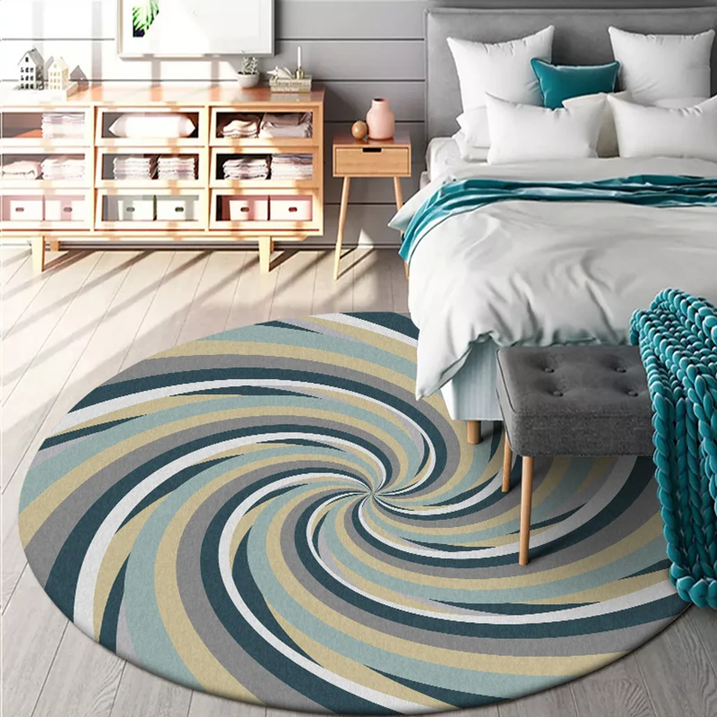 Alfombra moderna para sala de estar, alfombra con estampado de remolinos abstractos en azul, alfombra de poliéster resiste...