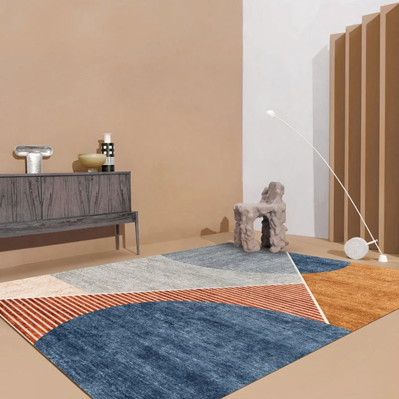 Alfombra moderna para salón Morandi Color Block, alfombra sintética antideslizante y lavable Gris Clearhalo