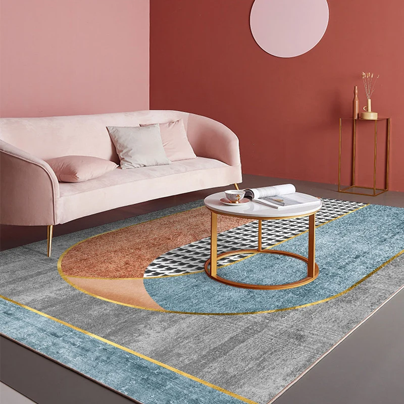 Alfombra moderna para salón Morandi Color Block, alfombra sintética antideslizante y lavable Gris Clearhalo
