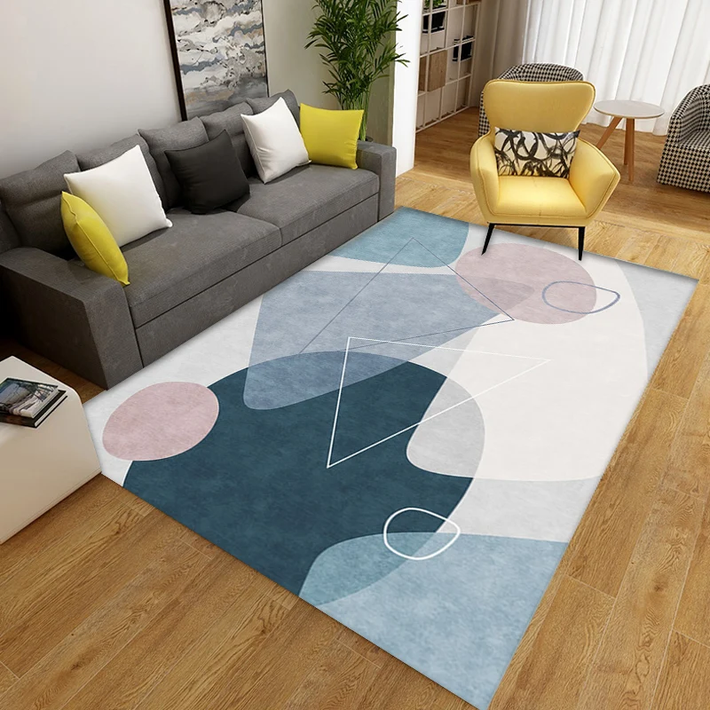 Alfombra moderna de poliéster con bloques de colores, lavable, antideslizante, apta para mascotas, para sala de estar Verd...