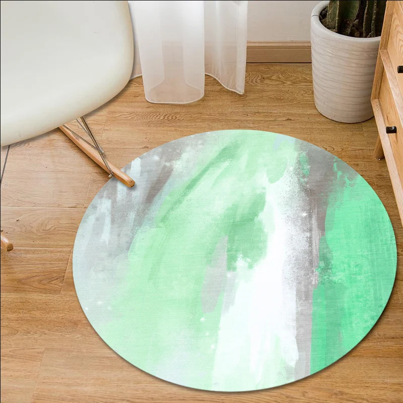 Alfombra moderna sencilla en azul y verde, alfombra con patrón de pintura al óleo abstracta, alfombra de poliéster lavable...