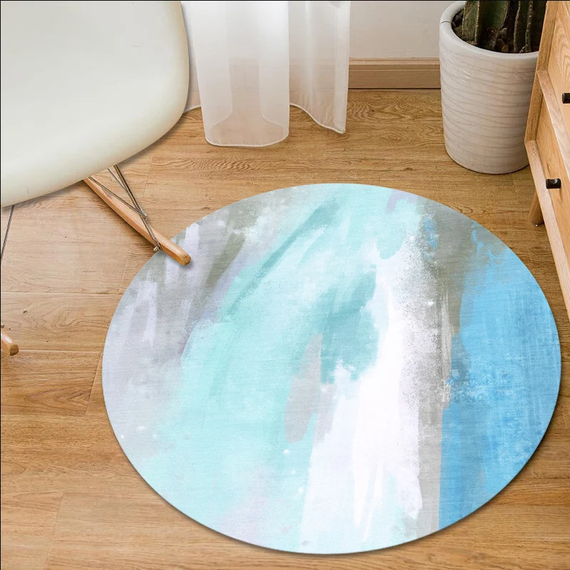 Alfombra moderna sencilla en azul y verde, alfombra con patrón de pintura al óleo abstracta, alfombra de poliéster lavable...