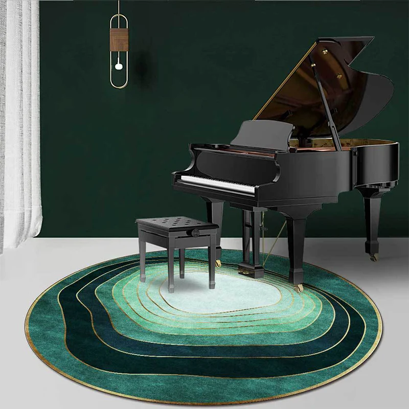 Alfombra moderna verde de poliéster con patrón de líneas de remolino, alfombra lavable con respaldo antideslizante para sa...