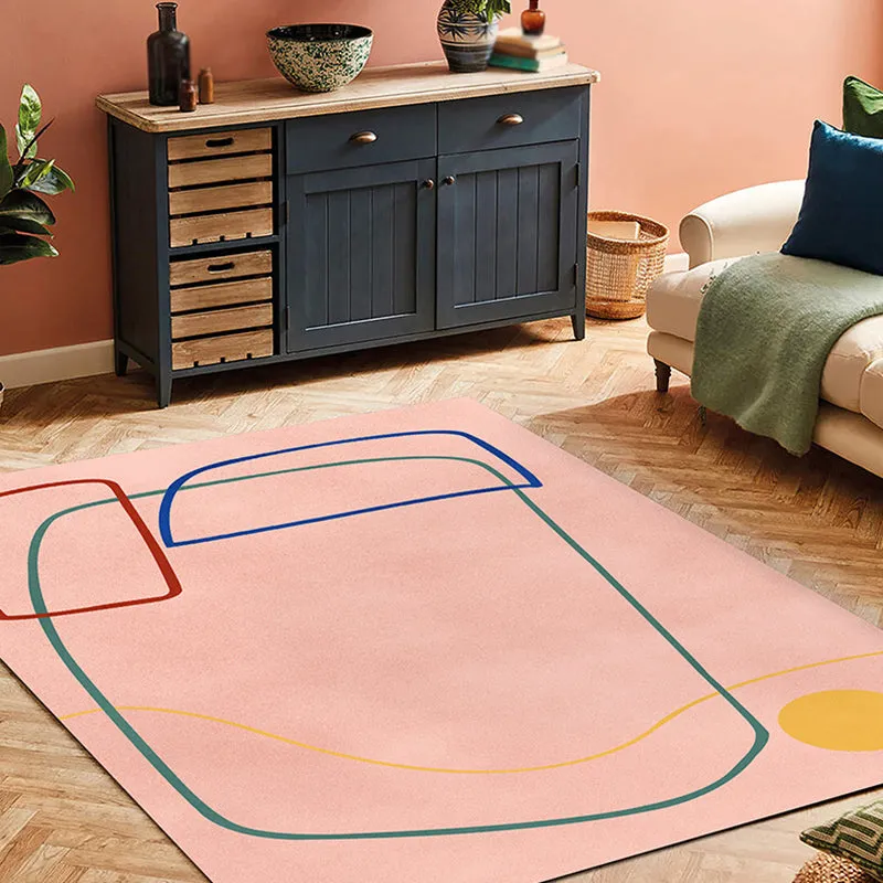 Alfombra de modernismo nórdico, alfombra abstracta azul y amarilla, alfombra antideslizante que admite mascotas para dormi...