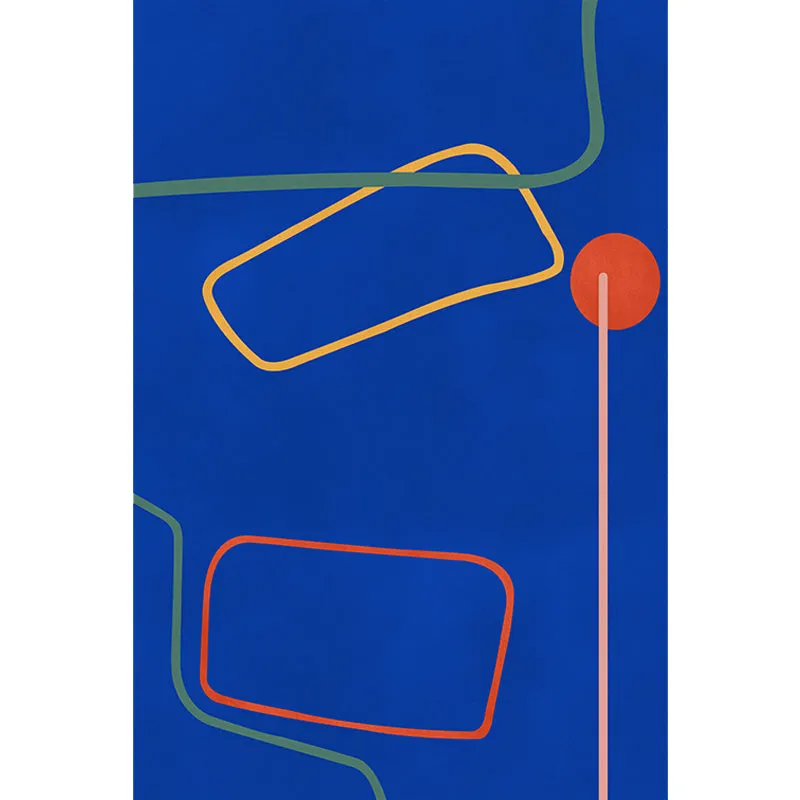 Alfombra de modernismo nórdico, alfombra abstracta azul y amarilla, alfombra antideslizante que admite mascotas para dormi...