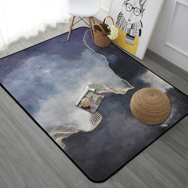 Alfombra Modernista Gris Oscuro Alfombra Abstracta De Poliéster Alfombra Lavable Máquina con Respaldo Antideslizante para...