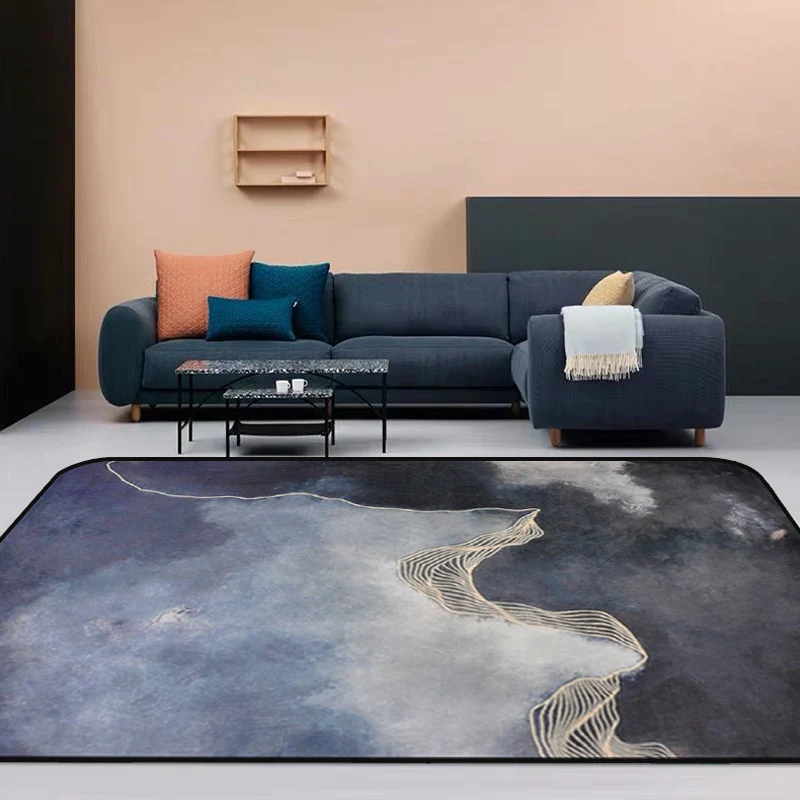 Alfombra Modernista Gris Oscuro Alfombra Abstracta De Poliéster Alfombra Lavable Máquina con Respaldo Antideslizante para...