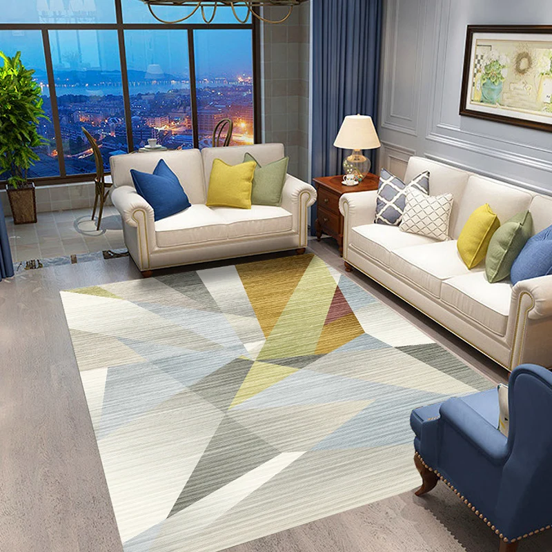 Alfombra modernista Multicolor, alfombra con patrón geométrico de poliéster, alfombra lavable máquina con respaldo antides...
