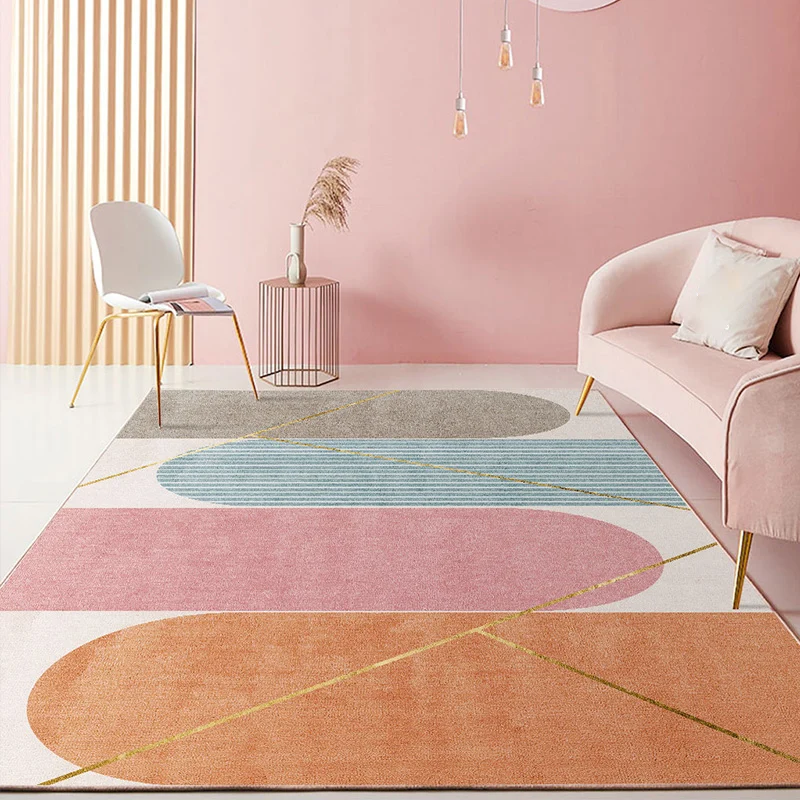 Alfombra Modernista Multicolor Sintética Morandi Color Block Alfombra Abstracta Alfombra Lavable Antimanchas Antideslizant...