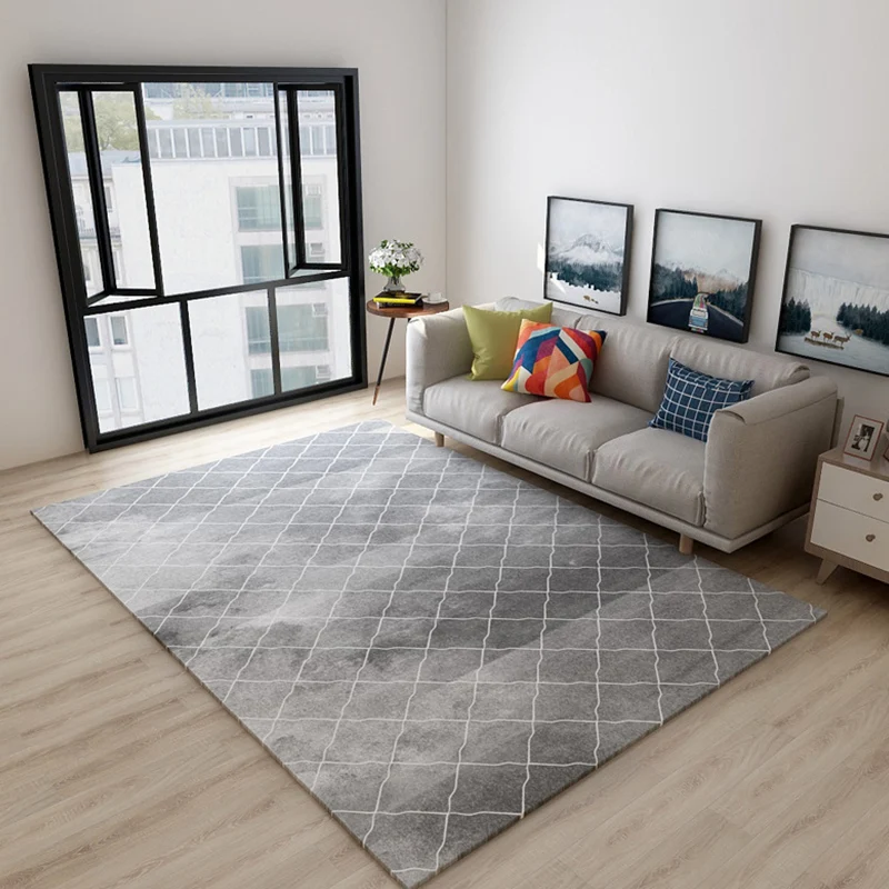 Alfombra modernista negra y gris, alfombra con patrón de rayas de poliéster, alfombra lavable antideslizante con respaldo...