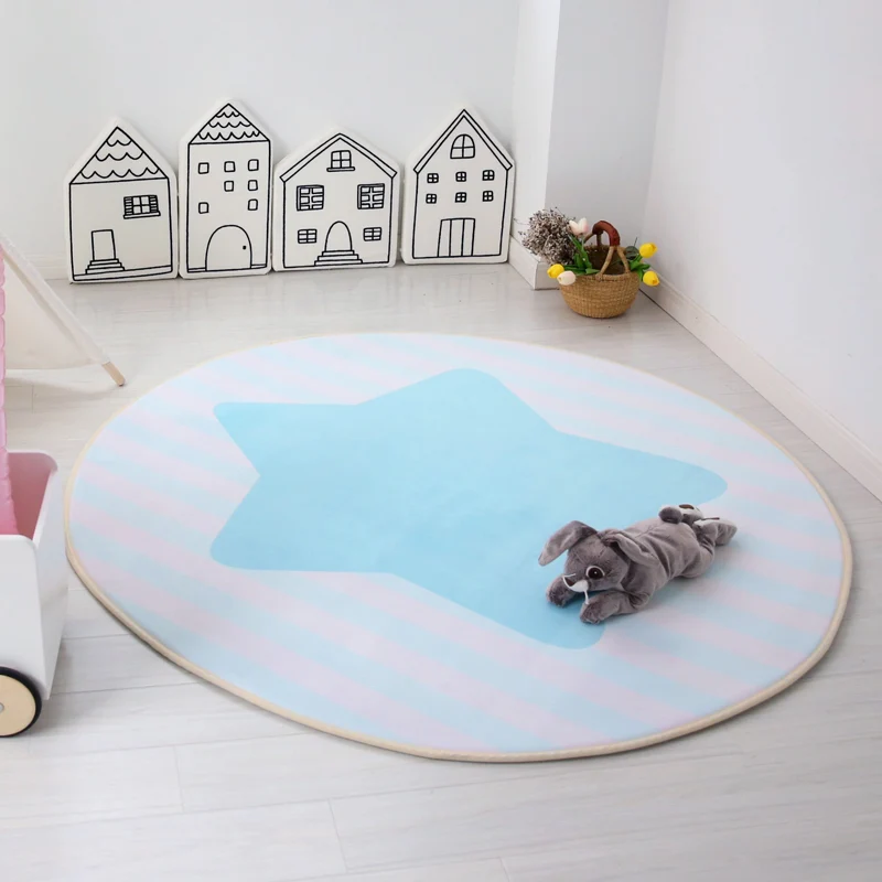 Alfombra multicolor única de estilo infantil, alfombra estampada de algodón, alfombra que admite mascotas para sala de jue...