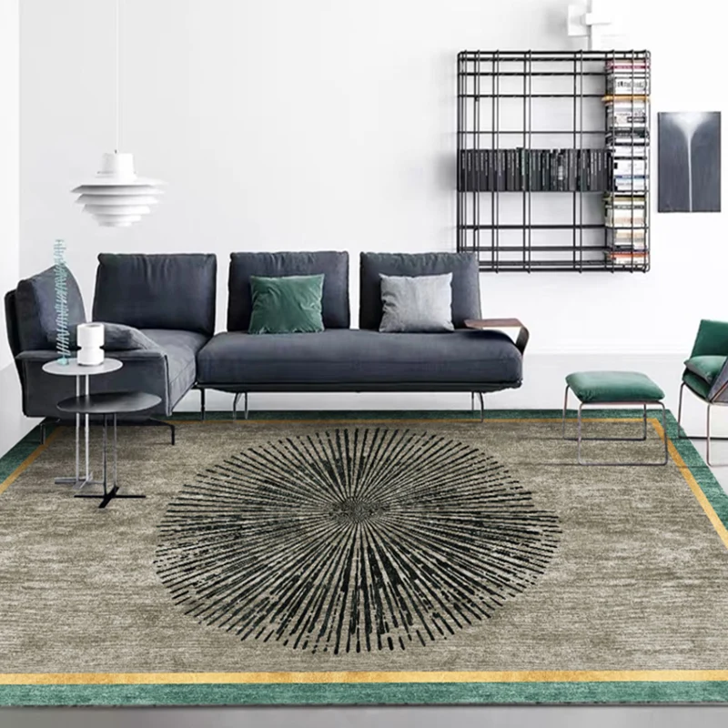 Alfombra multicolor para habitación, alfombra contemporánea con estampado geométrico, poliéster, lavable máquina, alfombra...