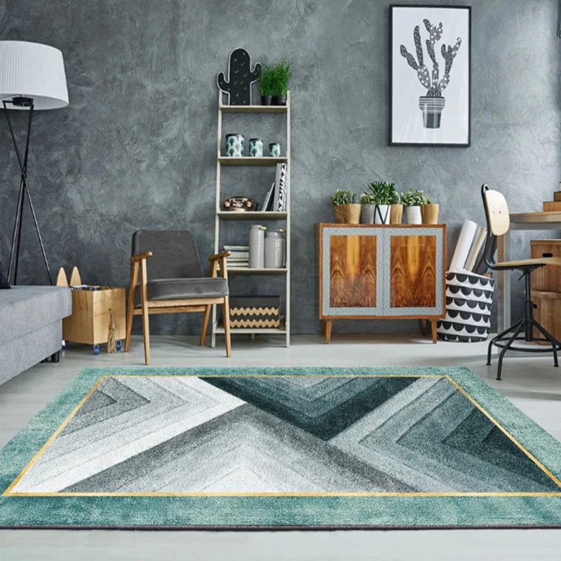 Alfombra multicolor para habitación, alfombra contemporánea con estampado geométrico, poliéster, lavable máquina, alfombra...
