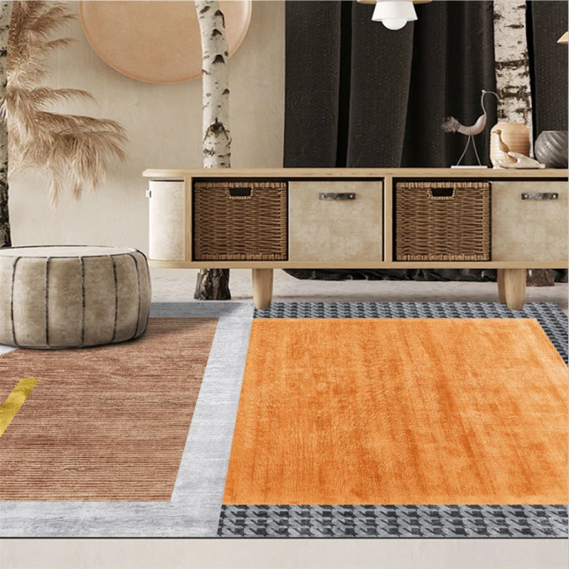 Alfombra multicolor para habitación, alfombra contemporánea con estampado geométrico, poliéster, lavable máquina, alfombra...