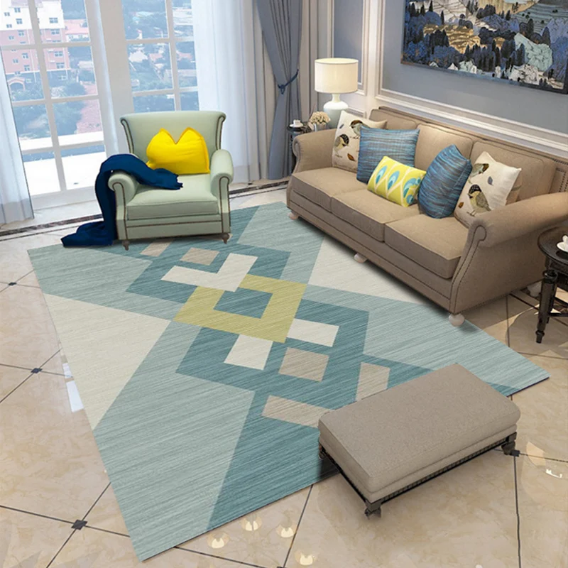 Alfombra multicolor para habitación, alfombra geométrica moderna con bloques de colores, alfombra antideslizante lavable m...