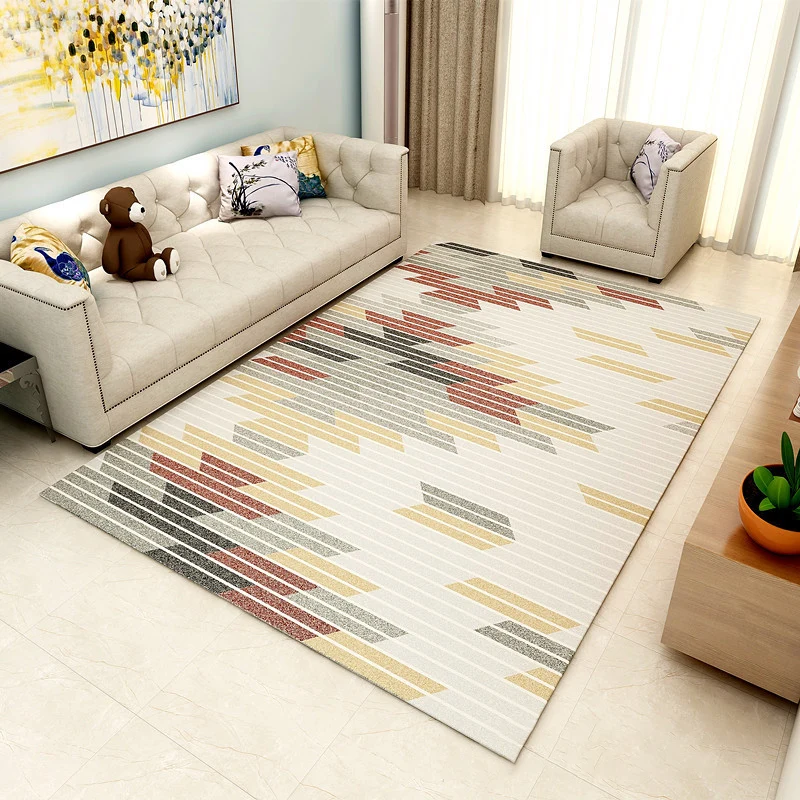 Alfombra multicolor para habitación, alfombra geométrica moderna con bloques de colores, alfombra antideslizante lavable m...