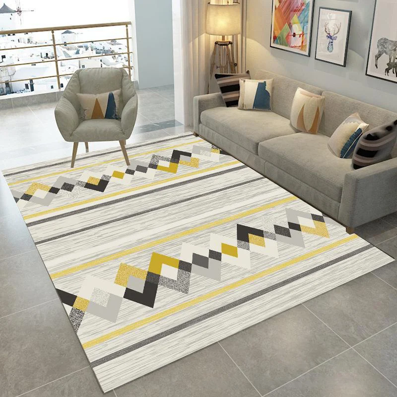 Alfombra multicolor para habitación, alfombra geométrica moderna con bloques de colores, alfombra antideslizante lavable m...