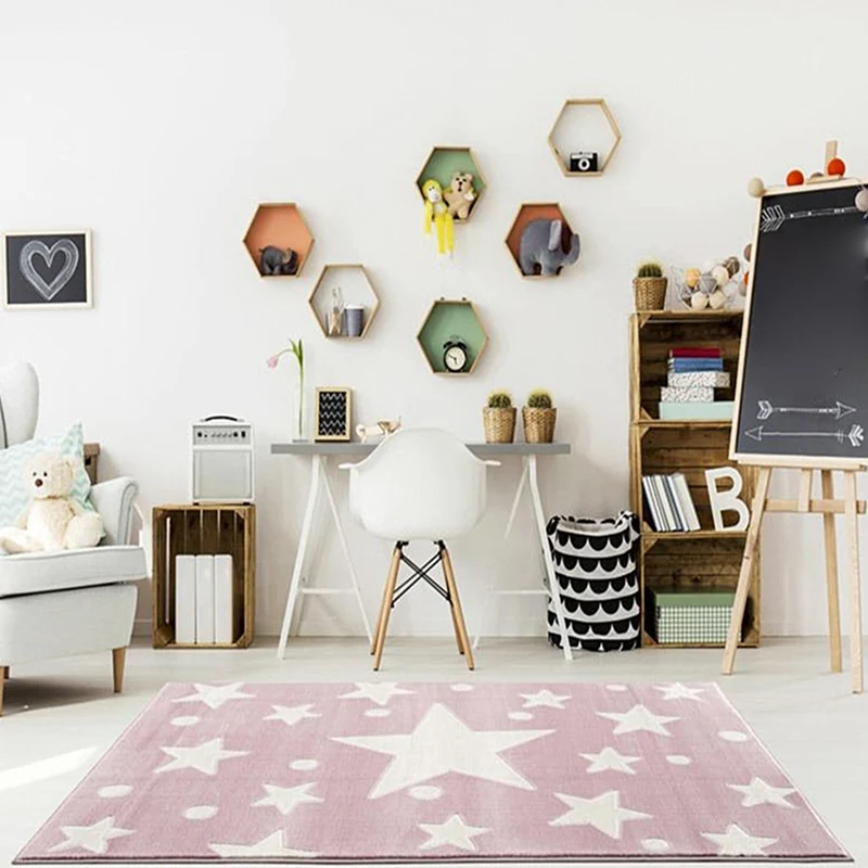 Alfombra multicolor para habitación de niños, cómoda alfombra con estampado de lunares, mezcla de algodón, alfombra lavabl...