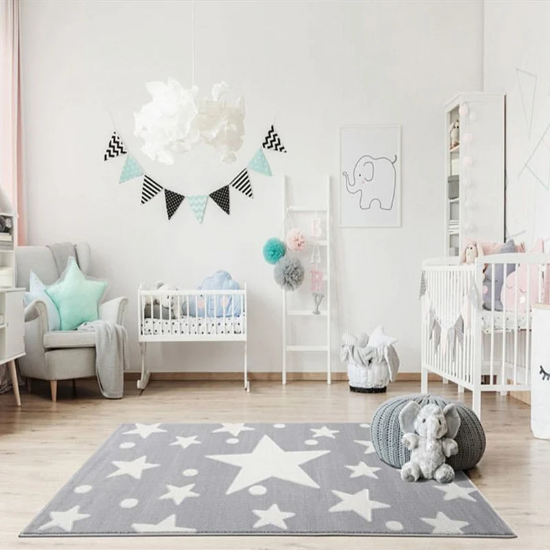 Alfombra multicolor para habitación de niños, cómoda alfombra con estampado de lunares, mezcla de algodón, alfombra lavabl...