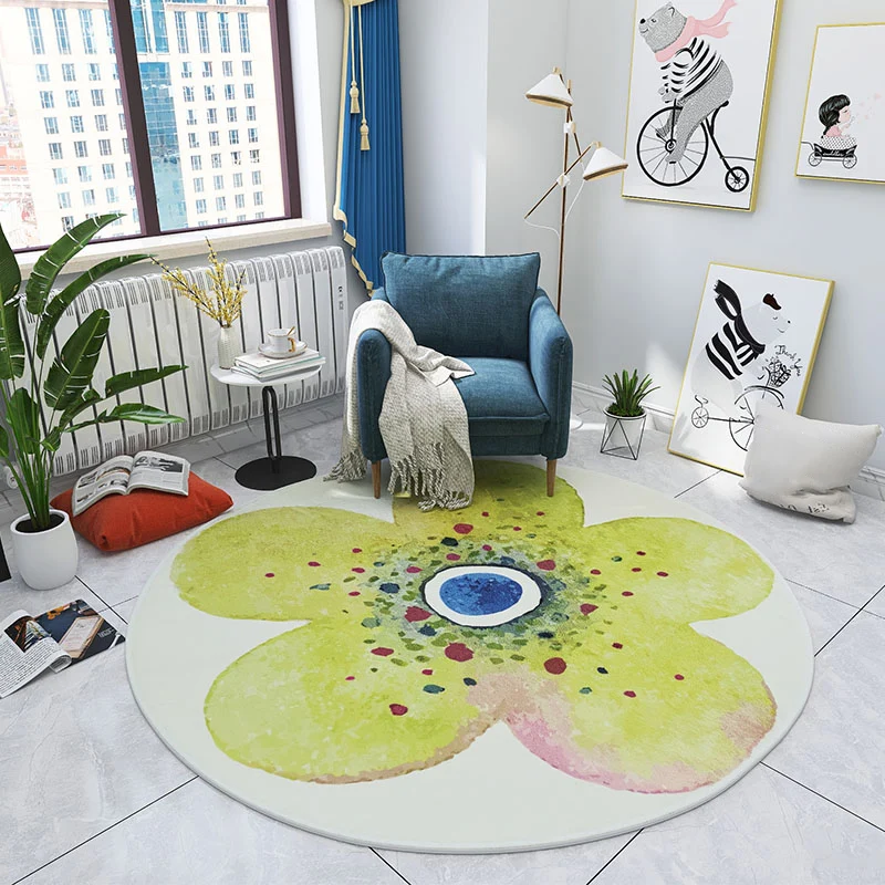 Alfombra multicolor para pies de dormitorio, alfombra floral para niños, alfombra de algodón para lavar máquina, alfombra...